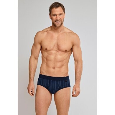 Schiesser Sportslip Original Feinripp mit Eingriff navy gestreift Herren