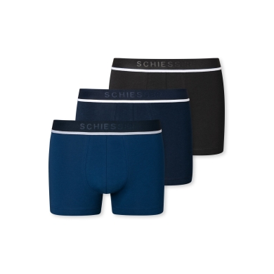 Schiesser Unterwäsche Boxershorts 95/5 Webgummibund blau/schwarz Herren - 3 Stück