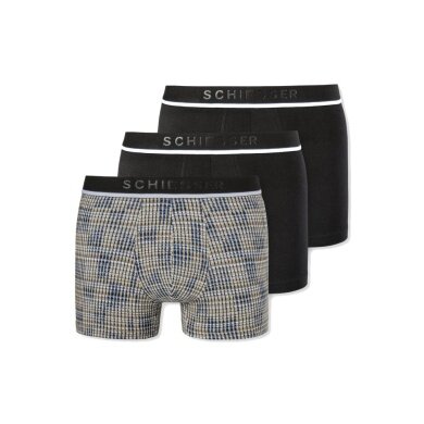 Schiesser Unterwäsche Boxershorts 95/5 Uni Gemustert schwarz/dunkelblau/carmel Herren - 3 Stück