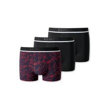 Schiesser Unterwäsche Boxershorts 95/5 Organic Cotton schwarz/rot gemustert Herren - 3 Stück