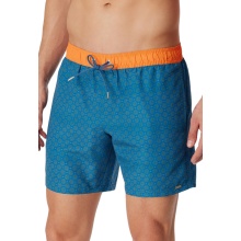 Schiesser Badehose Webware Rauten gemustert petrol/orange Herren