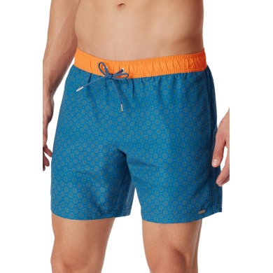 Schiesser Badehose Webware Rauten gemustert petrol/orange Herren