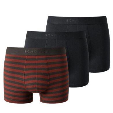 Schiesser Unterwäsche Boxershorts 95/5 Webgummibund schwarz/rot gestreift Herren - 3 Stück