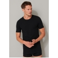 Schiesser T-Shirt 95/5 Rundhals Kurzarm (95% Baumwolle) Unterwäsche schwarz Herren - 2er Pack