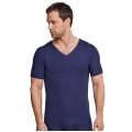 Schiesser T-Shirt Seamless V-Ausschnitt Laser Cut Kurzarm (Interlock, nahtlos) Unterwäsche blau Herren