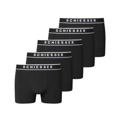 Schiesser Unterwäsche Boxershorts 95/5 Organic Cotton Webgummibund schwarz Herren - 5 Stück