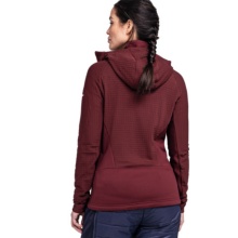 Schöffel Fleecejacke Rotbach Hoody (Kapuze, 2-Wege-Stretch, schnelltrocknend, atmungsaktiv) weinrot Damen