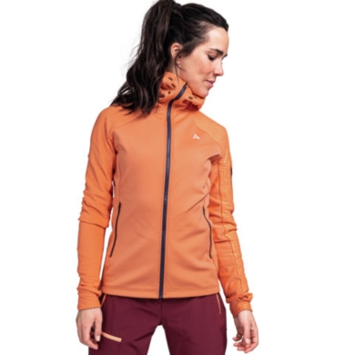 Schöffel Fleecejacke Rotbach Hoody (Kapuze, 2-Wege-Stretch, schnelltrocknend, atmungsaktiv) orange Damen