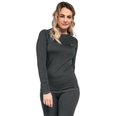 Schöffel Funktionsunterwäsche Langarmshirt Merino Sport (schnelltrocknend) schwarz Damen