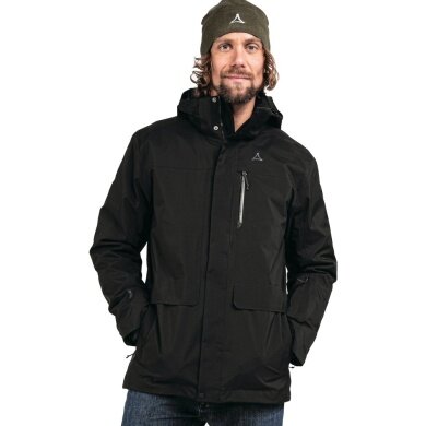 Schöffel Winterjacke 3in1 Parka Barth (2-Wege-Stretch, wasserdicht, winddicht) schwarz Herren