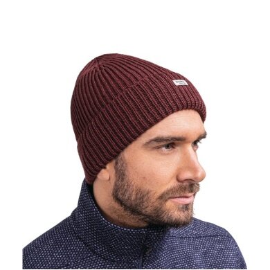 Schöffel Strickmütze Oxley Knitted Hat (Rippenstruktur, Umschlag) burgundrot - 1 Stück