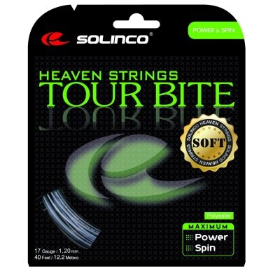 Besaitung mit Tennissaite Solinco Tour Bite SOFT silber