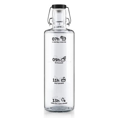 soulbottles Trinkflasche stay hydrated Glas (Glasflasche, Keramikdeckel, Edelstahlbügel) 1 Liter transparent