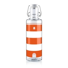 soulbottles Trinkflasche lighthouse Glas (Glasflasche, Keramikdeckel, Edelstahlbügel) 600ml rot/transparent