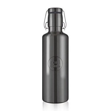 soulbottles Trinkflasche steel light Obsidian (Edelstahl, Edelstahlbügel) 750ml schwarz