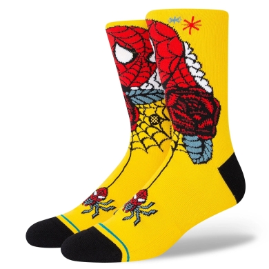 Stance Tagessocke Crew Spiderman Sidey SZN Infiknit gelb - 1 Paar