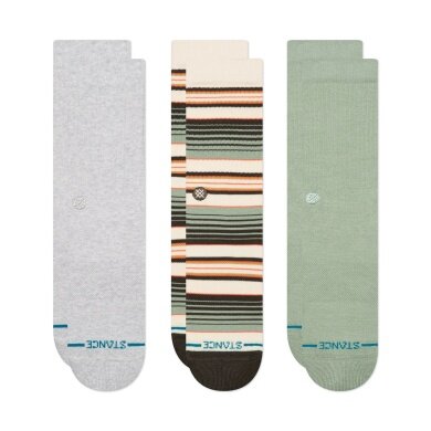 Stance Tagessocke Crew Repeteur grau/beige/grün - 3 Paar