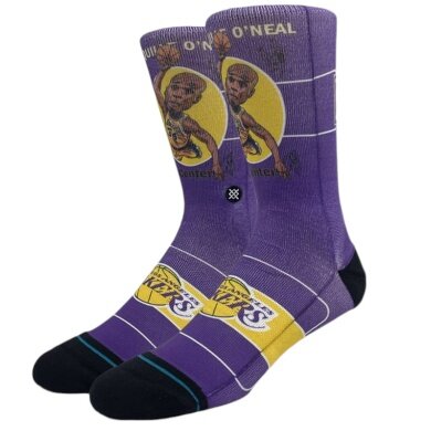 Stance Tagessocke Crew Shaq Retro Big Head violett/gelb/schwarz - 1 Paar