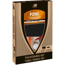 Sunflex Tischtennisschläger Set Pong - 2 Trainingsschlägern, Noppen innen mit 1,0mm Schwamm + 3 Bälle Kartonverpackung