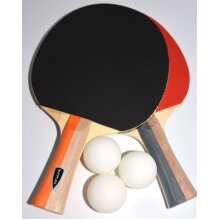 Sunflex Tischtennisschläger Set Pong - 2 Trainingsschlägern, Noppen innen mit 1,0mm Schwamm + 3 Bälle Kartonverpackung