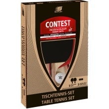 Sunflex Tischtennisschläger Set Contest - 2 Schläger mit Samurai Belag, Noppen innen mit 1,5mm Schwamm + 3 Bälle Kartonverpackung