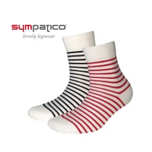 Sympatico Tagessocke Small Line (Baumwolle) Kurzsocken beige/navy/rot - 2 Paar