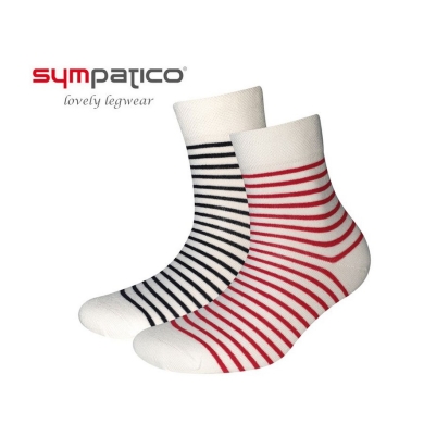 Sympatico Tagessocke Small Line (Baumwolle) Kurzsocken beige/navy/rot - 2 Paar