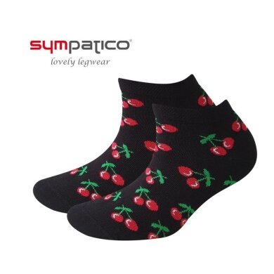 Sympatico Tagessocke Sneaker Fruits Kirsche (Baumwolle) schwarz - 2 Paar