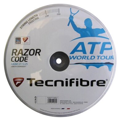 Tecnifibre Tennissaite Razor Code (Haltbarkeit+Spin) carbongrau 200m Rolle