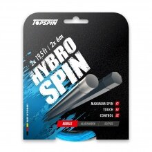 Besaitung mit Tennissaite Topspin Hybro Spin schwarz/blau