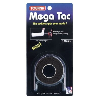 Tourna Overgrip Mega Tac (extreme Griffigkeit, haltbar, breit) schwarz 3er