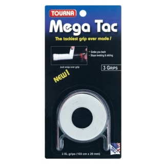 Tourna Overgrip Mega Tac (extreme Griffigkeit, haltbar, breit) weiss 3er