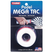 Tourna Overgrip Padel Mega Tac (extreme Griffigkeit, haltbar, breit) weiss 3er