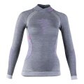 UYN Langarmshirt Fusyon Turtleneck (aus hochwertiger Merinowolle, weich, mit Rollkragen) hellgrau/purple Damen