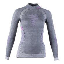 UYN Langarmshirt Fusyon Turtleneck (aus hochwertiger Merinowolle, weich, mit Rollkragen) hellgrau/purple Damen