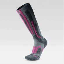 UYN Skisocke Ski Merino (aus hochwertiger Merinowolle, isolierend) grau/pink Damen -1 Paar