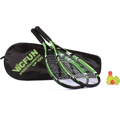 Victor VICFUN Speed-Badminton Set 100 (2xSchläger, 3xBälle, 1xTasche) grün