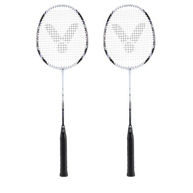 Victor Badmintonschläger AL2200 (98g/ausgewogen/mittel) <b>weiss</b>- besaitet - <b>( 2er SET ) </b>