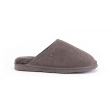 Warmbat Pantoffel Classic Suede mit Merino Schaffell pepplebraun Hausschuhe