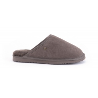 Warmbat Pantoffel Classic Suede mit Merino Schaffell pepplebraun Hausschuhe