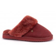 Warmbat Hausschuhe Pantoffel Flurry Suede mit Merino Schaffell rot Damen