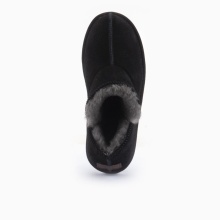 Warmbat Hausschuhe Pantoffel Willow Suede mit Merino Schaffell schwarz Damen