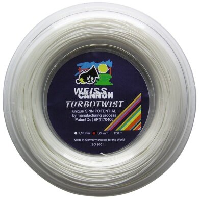 WeissCannon Tennissaite Turbo Twist (Spin+Touch) weiss 200m Rolle