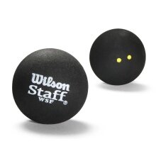 Wilson Squashball Staff (2 gelbe Punkt, Speed sehr langsam) schwarz - <b> 12 Bälle im Karton</b>