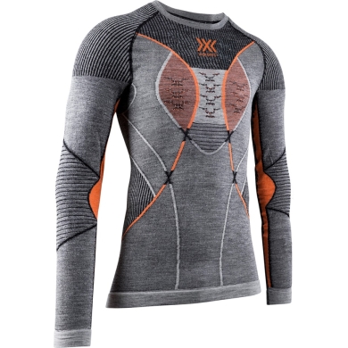 X-Bionic Funktions-Langarmshirt Merino-Natural Shirt (Merinowolle) Unterwäsche grau/orange Herren