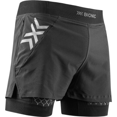 X-Bionic Laufhose Twyce Race 2in1 Short (eingehängte Innenhose) kurz schwarz/charcoalgrau Herren