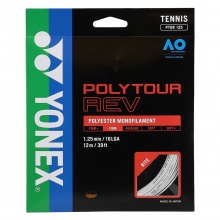 Besaitung mit Tennissaite Yonex Poly Tour Rev (Haltbarkeit+Spin) weiss