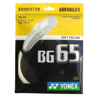 Yonex Badmintonsaite BG65 (Allround+Haltbarkeit) natur 10m Set