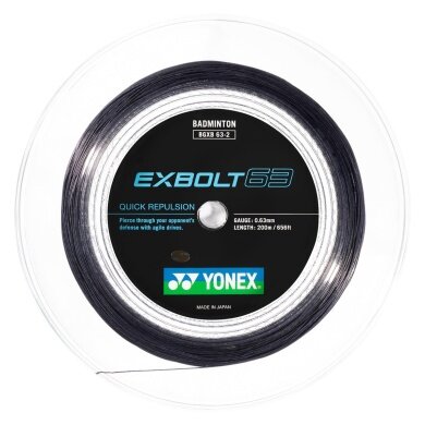 Yonex Badmintonsaite Exbolt 63 (Kontrolle) schwarz 200m Rolle