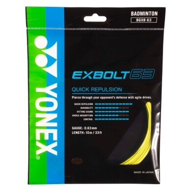 Yonex Badmintonsaite Exbolt 63 (Kontrolle) gelb 10m Set